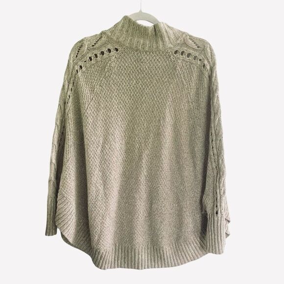 INC International Concepts Beige Cable Knit Zip Poncho Sweater L-XL Cotton Blend - Picture 5 of 5